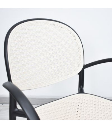 Ref. AR3442NB - SILLA NEBULA BLANCA CON NEGRO 84X47X57 CM