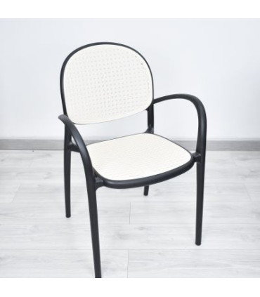 Ref. AR3442NB - SILLA NEBULA BLANCA CON NEGRO 84X47X57 CM